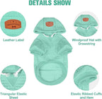 BEAUTYZOO Small Dog Hoodie Sweater with Pockets, Dog Clothes for Small Medium Dogs Boy Girl, Waffle-Like Laminated Cotton Pet Coats with Hat and Leash Hole, Mint Green XS