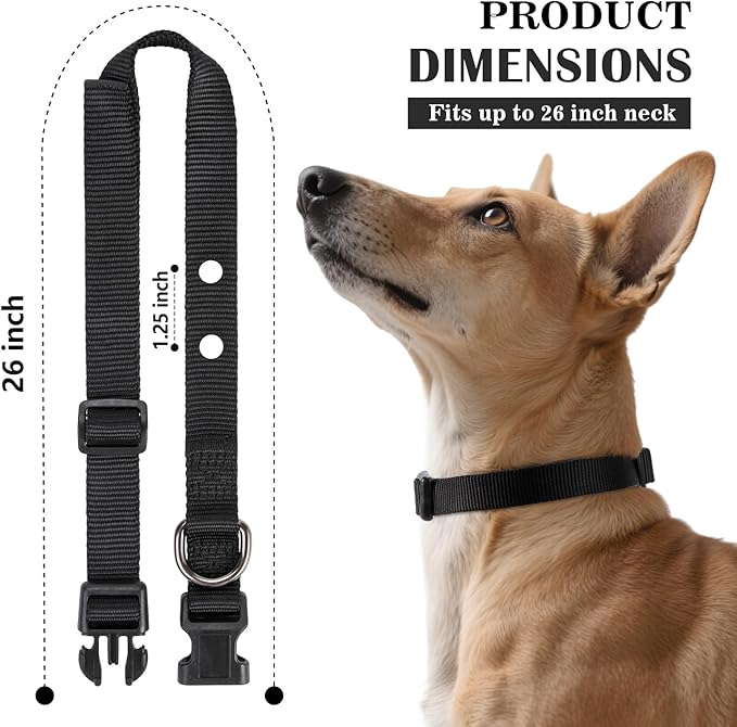 3/4 Inch Dog Shock Collar Replacement Strap with 2 Holes - Compatible with Most Brands of Ecollar Dog Fences and Training Collars, Black, Medium