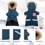 PINA Dog Coats for Small Dogs, Waterproof Dog Jacket, Dog Winter Coat Jacket, Warm Dog Cold Weather Coats, Windproof Reflective Dog Hoodie with Pocket, Flannel Lining Dog Snow Coat with Faux Fur Hood