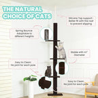 Max & Marlow Cat Tree Floor to Ceiling Cat Tower Height 95-108" Adjustable Kitten Tree Tall Climbing Tree with Carpet Scratching Post and Mat Cat Pole for Indoor Cats,Dark Brown