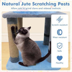 Tangkula Cute Cat Tree, 31.5 Inch Multi-Level Cat Tower with Jute Scratching Posts, Condo, Top Perch, Hanging Toy, Moon & Star & Cloud-Shaped Accents for Indoor Cats (Blue)