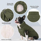 ASENKU Windproof Dog Winter Coat Waterproof Fleece Jacket Cold Weather Pet Apparel for Small Medium Large Dogs (ArmyGreen, M)