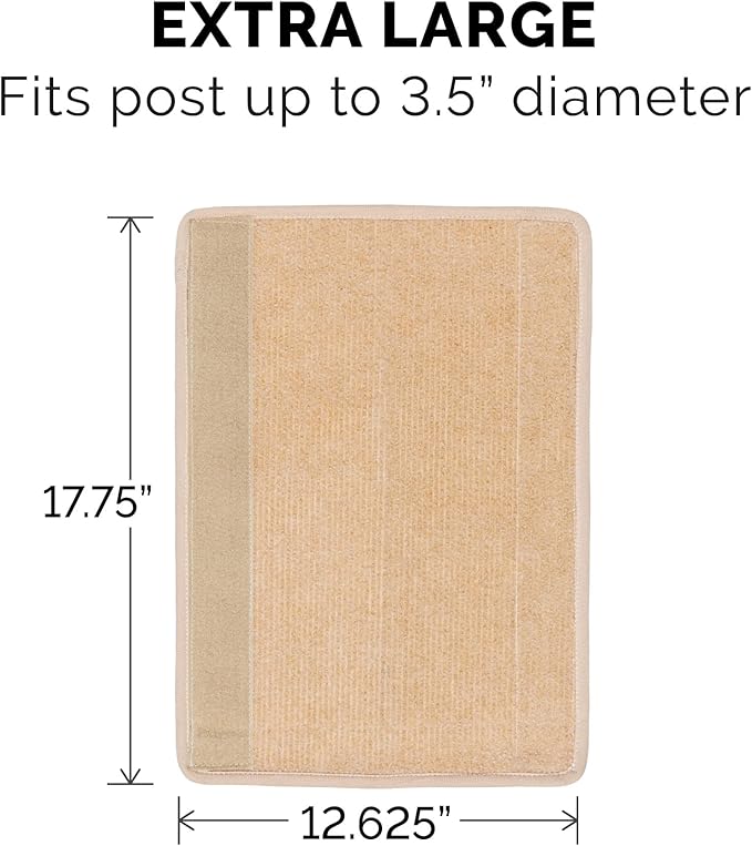 Furhaven Wrap Around Scratching Post Cover for Indoor Cats, Fits Posts Up to 3.5" Diameter, Durable & Less Mess - Tiger Tough Carpet Scratch Mat - Cream, Extra Large/XL