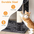 74" Cat Tree Tower with Scratching Posts, Condos, Perch, Hammocks & Toys, Cat Tree for Indoor Cats Large Adult, Ideal for Multi-Cat Households, Dark Gray