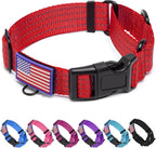 Martingale Dog Collar, Reflective No Pull Training Collar with Quick Release Buckle & USA Flag, Heavy-Duty Nylon, Adjustable for Small Medium Large Dogs, L,Red with Flag