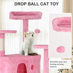70" Multi-Level Cat Tree Tower with Scratching Posts, Toys & Condo - Space-Saving Design for Indoor Kittens, Compact Floor Footprint & Vertical Space for Multi-Cat Homes-Pink