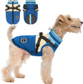 Dog Winter Coat, Waterproof Dog Jacket Warm Dog Coat, Windproof Turtleneck Dog Fleece Vest with Harness Built in, Reflective Dog Snow Jacket Snowsuit for Small Medium Large Dogs, Blue XXL