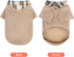 SCENEREAL Dog Sweaters for Small Medium Dogs, Pet Hoodie Sweatshirts Winter Knitted Pullovers with Fashion Shirt Collar, Puppy Clothes Cold Weather Coats, Beige SM