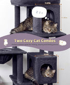 68 Inches Heavy Duty Cat Tree for Indoor Cat, Big Cat Tower with Sisal Scratching Posts and Top Perch, Large Platform for Adult Cats, PMT02DG, Dark Grey