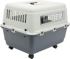 SportPet Designs Plastic Kennels Rolling Plastic Wire Door Travel Dog Crate - Medium, Gray (CM-2001-CS01)