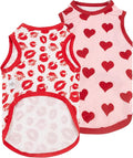 CuteBone Dog Valentine Shirts Outfit 2-Pack Soft Pet Clothes Breathable Summer Vest for Small Puppy and Stretchy Cat Apparel 2BX05S