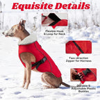 EMUST Dog Jacket Winter, Cozy Windproof Dog Jacket for Cold Weather, Solid Color Pet Vests for Winter for Medium Dogs, Red M
