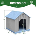 Bifanuo Large Dog House for Outdoor & Indoor, Waterproof Puppy Shelter with Air Vents & Elevated Floor, Easy Assemble Sturdy Dog Kennel for Large Dogs (Blue, 36.2''L×38''W×38''H)