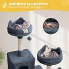 DWVO 75 in Multi-Level Cat Tower: Tall Cats Tree for Indoor Kittens, Pet Furniture with Kitty Condos, Top Perches, Sisal Ramp Scratching Posts, Cozy Basket, Hammocks, Dark Gray