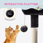 Allewie 29 Inches Cat Tree Tower/Plush Perches Platform/Condo/House/Sisal Scratching Posts/Multi-Level Activity Center Furniture for Kittens/Dark Grey