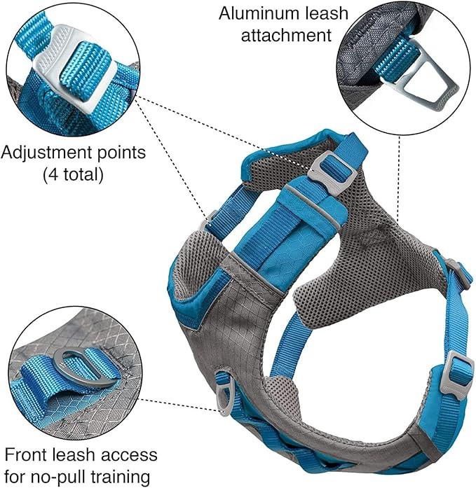 Kurgo Journey Air Dog Harness - Secure Fit for Active Dogs - Padded Chest - Lightweight Ripstop Fabric - Breathable Mesh - Reflective Trim - Back Assist Handle - Coral - X-Large
