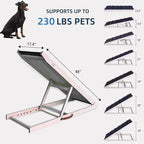 ZJSF Foldable Dog Ramp for High Bed, Wooden Dog Stairs to Bed for Small and Large Dogs, High Traction Platform with 6 Adjustable Heights (14"-30"), 48", Supports up to 230 lbs