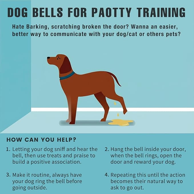 COOYOO Dog Bells to Go Outside, Premium Quality Potty Training Dog Door Bell, Yarn Handwoven Dog Bell, Adjustable Housetraining Hanging Bell-6 Extra Large Loud 1.5 DoorBells