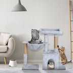 Cat Tree Tower 29.5 inch, Cat Tree for Indoor Cats with Hammock Perch, Small Cat Tower Playhouse Condos, Grey