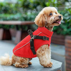 Dog Winter Coat Reflective Water-Resistant Jacket, Fleece Lined Windproof Puppy Coat with Back Zipper & D-Ring, Cold Weather Dog Coats for Small Medium Dogs (M, Red)