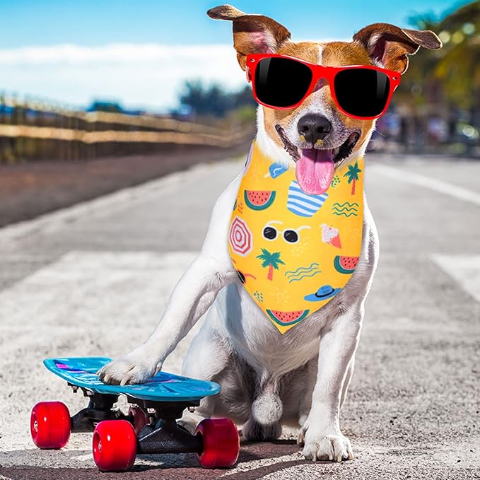 Eccliy 30 Pack Spring Dog Bandanas Bulk Summer Fruit Pet Bandanas Soft Triangle Dog Scarfs Polyester Bandana Pet Costume Cute Scarf Bibs with Flowers Patterns for Small Medium Large