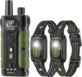 SLOPEHILL Dog Shock Collar,4200FT Dog Training Collar with Remote,IPX8 Waterproof E-Collar with Beep,Vibration,Shock,Flashing Light,No Shock Model,Electric Shock Collar for Dogs,Green 2PCS