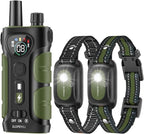 SLOPEHILL Dog Shock Collar,4200FT Dog Training Collar with Remote,IPX8 Waterproof E-Collar with Beep,Vibration,Shock,Flashing Light,No Shock Model,Electric Shock Collar for Dogs,Green 2PCS