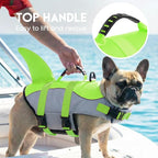 ASENKU Dog Life Jacket - Pet Safety Vest for Swimming & Boating, Shark Life Jacket with Floatation, Dog Lifesavers Swimsuits for Small Medium Large Dogs (Green, XS)