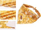Lionet Paws Flower Dog Bandana,Fabric Yellow Dogs Kerchief for Small Medium Dogs,Dog Cotton Triangle Bibs Scarf for Girl Boy