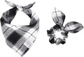 E-Clover Christmas Plaid Dog Scarf & Matching Scrunchie Set - Triangle Pet Bandana Bibs for Small Dog Puppy Owner Birthday Gifts - Black & White