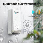 TECKNET Wireless Doorbell, Plug-through Door Bell, IP66 Waterproof Doorbells, 1300ft Cordless Rang Door Bell Ringer Wireless, 60 Ringtones & 5 Level Volume, 0-110 dB Doorbell Chime for Home/Classroom