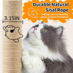 Cat Tree for Indoor Cats, 59'' Multi-Level Solid Wood Tower for Large Adult Cats, Heavy Duty Design with Sisal Scratching Posts, Teaser Wand, Hanging Plush Ball, Interactive Ball Track Base