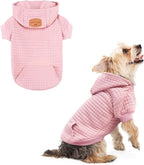 BEAUTYZOO Small Dog Hoodie Sweater with Pockets, Dog Clothes for Small Medium Dogs Boy Girl, Waffle-like Laminated Cotton Pet Coats with Hat and Leash Hole, All Weather Coat for Puppy Doggie Chihuahua