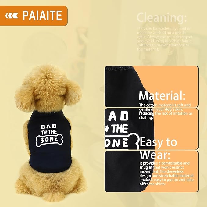 Discover Cozy Cotton Canine Wear: Soft, Lightweight, and Breathable Dog Shirt Vest with Eye-Catching Graphics(Bad to The Bone), Keeping Your Furry Friend Warm and Comfy! Grey S