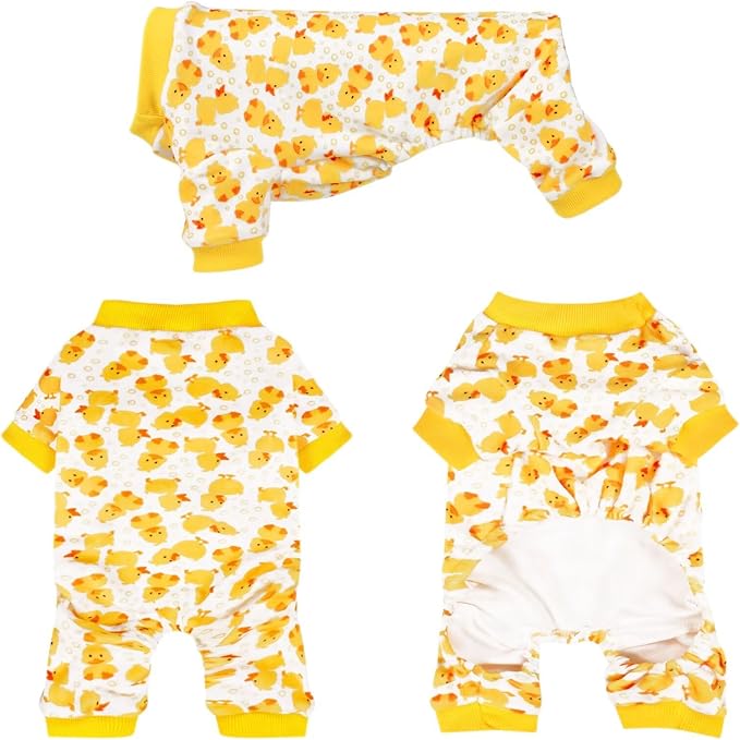 Paiaite Dog Pajamas Onesie: Comfortable Four-Legged Apparel for Small, Medium, & Large Dogs, Polyester Material for Comfort, Wrinkle Resistance, Moisture Wicking, Stretchiness Cartoon Duck L