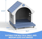 Dog Houses Outdoor, Large Dog House with Air Vents and Elevated Floor Dog House Bed for Outdoors,Courtyard,Lawn,Waterproof, Sturdy, Resin and Easy Assembly