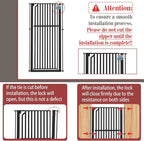 Glaf Extra Tall Pet Gate 63" Pressure Mounted Cat Door Safety Metal Cat Gate Adjustable Width Dog Door Auto-Close Dog Gate for Doorways, Stairs, Kitchen, Hallway (Black, 29.92-33.46")