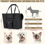 SlowTon Dog Purse Carrier - Portable Dog Carrier with Pockets & Safety Leash for Small Dogs Under 12 lbs, Breathable Pet Tote Bag for Cat Rabbit Outing, Travel, Vet (Black)