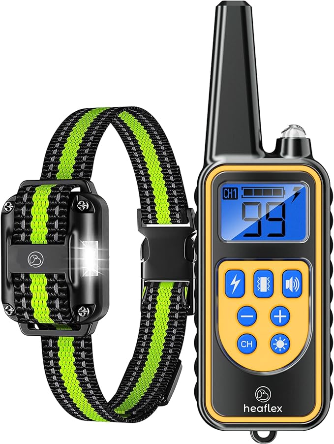 Electric Dog Training Collar with Remote 1640FT, E-Shock, Safe Training Modes, Rechargeable IP67 Waterproof Collars for 1 Dog (Green)
