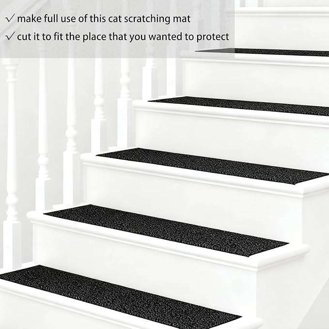 ICOOP Couch Protector from Cat Claws 15.8"×47.2" Anti Scratch Furniture Protector Black Cat Scratch Mat Self-Adhesive Trimmable Scratch Pad for Cats DIY Sofa Corner Wall Scratchers for Indoor Cats