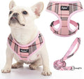 PUPTECK Soft Mesh Dog Harness and Leash Set Pet Puppy Cat Comfort Padded Vest No Pull Harnesses, Light Pink, M