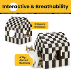Cardboard Cat House with Scratch Pad & Catnip, Cat Play Scratching House for Indoor Hideaway Furniture, Heavy Duty Sturdy Cardboard Scratcher, Easy to Assemble Birthday Gift, Large