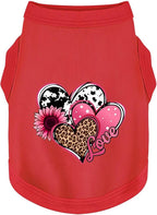 Discover Cozy Cotton Canine Wear: Soft, Lightweight, and Breathable Dog Shirt Vest with Eye-Catching Graphics (Hearts and Love), Keeping Your Furry Friend Comfy! Red XL
