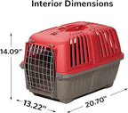 MidWest Homes for Pets Spree Travel Carrier – Hard-Sided Dog & Cat Carrier, Small Pet Travel Crate with Handle, Ventilated Design, Easy Assembly, 22-Inch, Red