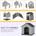 Bifanuo Large Dog House for Outdoor & Indoor, Waterproof Puppy Shelter with Air Vents & Elevated Floor, Easy Assemble Sturdy Dog Kennel for Large Dogs (Classic Black, 36.2''L×38''W×38''H)