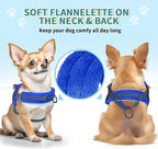 Lukovee No Pull Dog Harness and Leash Set, Soft Padded Small Dog Harness, Neck & Chest Adjustable Reflective Vest Puppy Harness with 4ft Lightweight Anti-Twist Dog Leash for Small Dogs (XS, Blue)