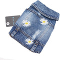 Pet Clothes Vintage Denim Dog Jacket with Daisy Embroidery - Puppy Stylish Pet Coat for Chihuahua, Yorkie Small Breeds - All-Season Comfort (Blue,XX-Large)