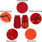 Geyecete Winter Warm Coat Waterproof Dog Winter Jacket with Harness Traction Belt,Windproof Pet Outdoor Jacket Dog Autumn-Red-XL