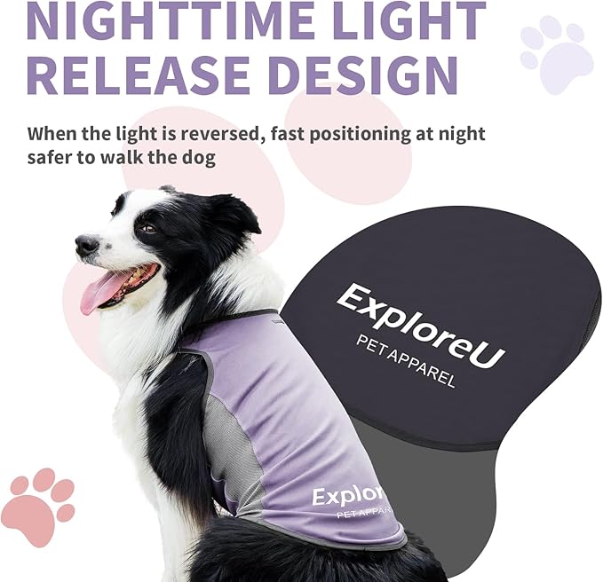 Dog Shirt, Cooling Vest Lightweight Breathable, Dog T-Shirts All-Season Sun Protection Quick Dry Soft Stretchy Reflective Tank Top - Small Medium Large Dogs (Brier Rose+Lilac Ether, Medium)