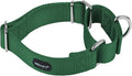 Mikivery Martingale Dog Collar Nylon Adjustable and Safety Training Colourful Comfortable Metal Buckle Pet Collars for Small Medium and Large Dogs(Dark Green,M)